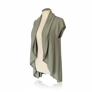 Talbots Tencel Blend Open Front Draped Vest L/XL Sage Green